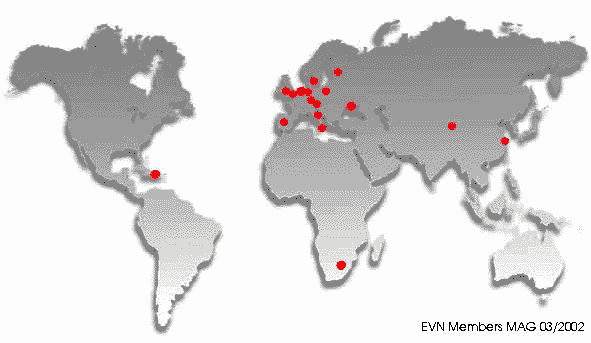 Расположение радиотелескопов – членов EVN Расположение радиотелескопов – членов EVN